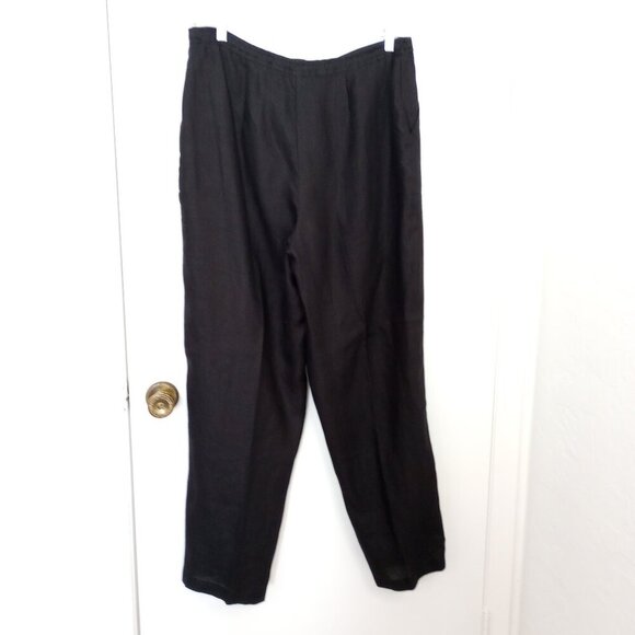 Talbots Black Irish Linen Drawstring Waist Pants - Picture 6 of 7
